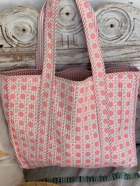 Boho tote quilted super bag rosa