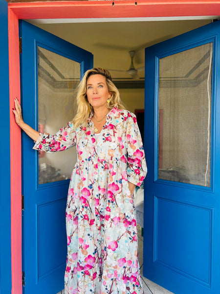 Shanti Dress – Flower Garden Print -  AUROBELLE  IBIZA