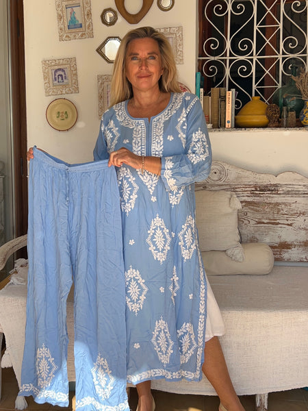 Modal pants suit set light blue -  AUROBELLE  IBIZA