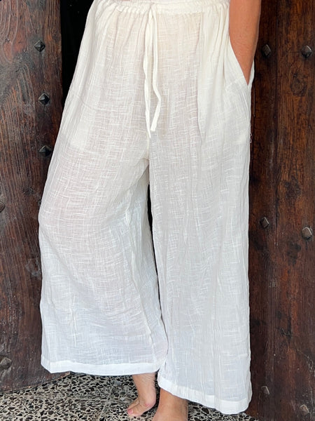 Flair white Linen boho trouser