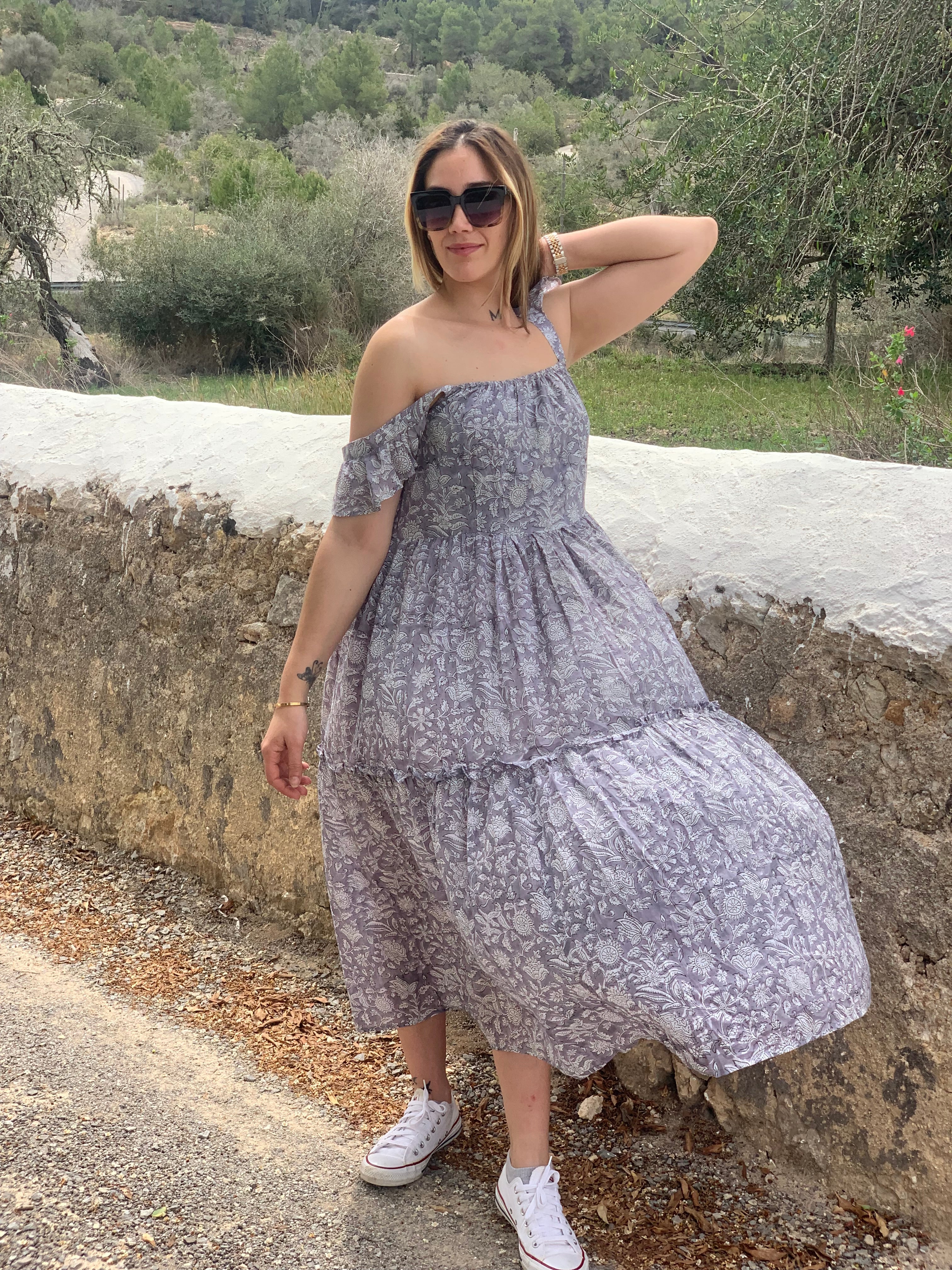 Grey bohemian dress best sale