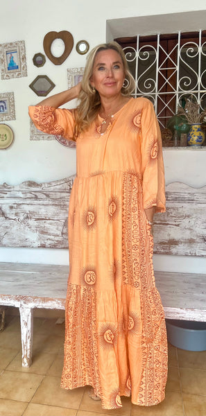 Om namah shivaya  maxi  dress in light orange