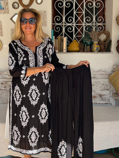 Modal pants suit set black -  AUROBELLE  IBIZA