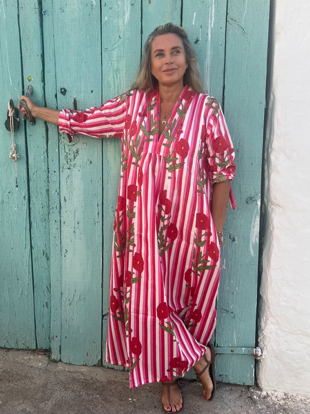 Martha pink boho beautiful long Kaftan