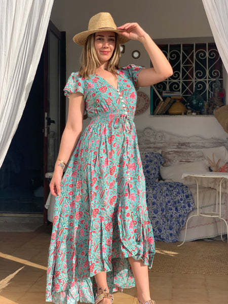 Nafisa dream boho dress blue beach