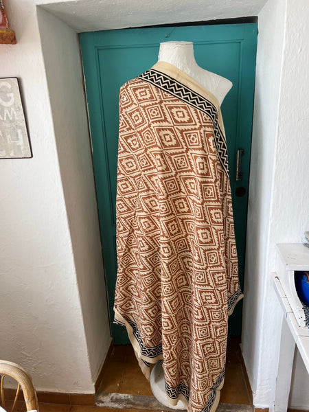 Aurobelle Ibiza indigo Bagru print sarong draped as a wrap