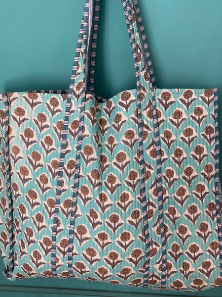 Boho tote quilted super bag block print