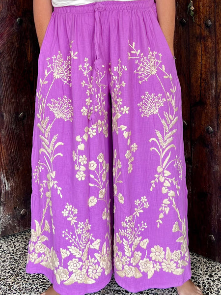 Chiang Mai boho trouser with flower hand embroidery 🧵