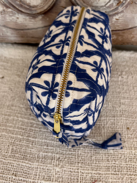 Mini Quilted Cotton Cosmetic & Cable Bag – Hand Blockprint Travel Essential -  AUROBELLE  IBIZA