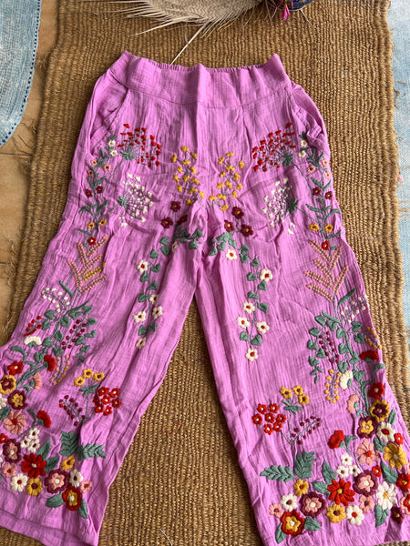 Chiang Mai boho trouser with flower hand embroidery 🧵