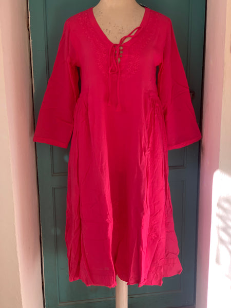 Mughal  dress , softest muslin cotton  in hot pink   color