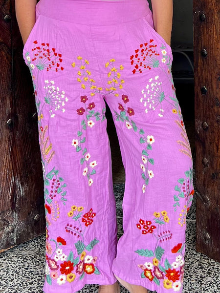 Chiang Mai boho trouser with flower hand embroidery 🧵
