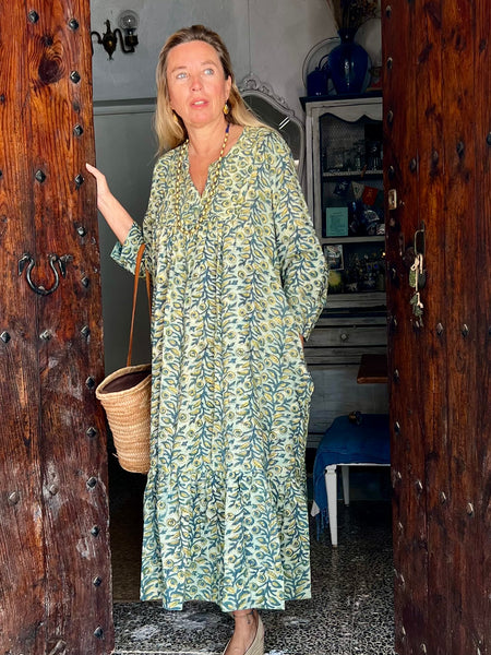 Vintage dress  bagru Boho