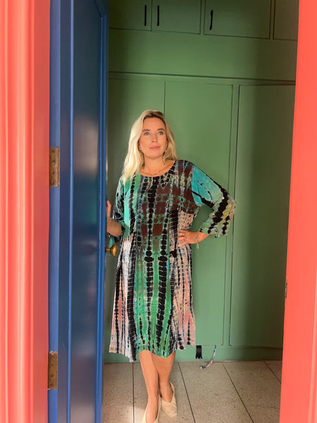 Hanoi silk dress no 4 green black