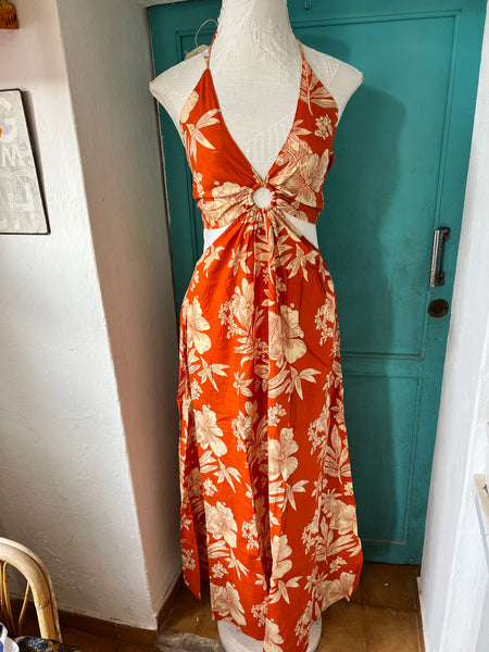 Sexy Ibiza Dress orange flower