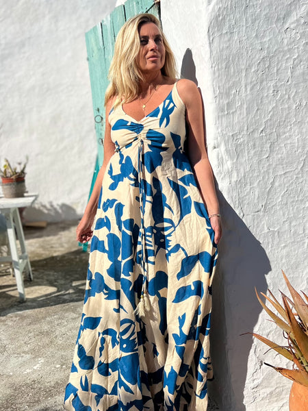 Isla Dress - blue flower 🌺 -  AUROBELLE  IBIZA