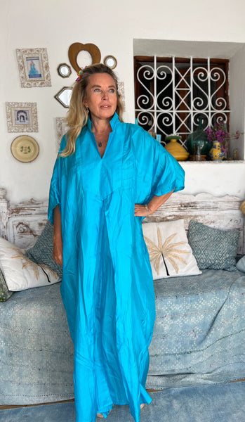 Exclusive luxury Silk kaftan turquoise