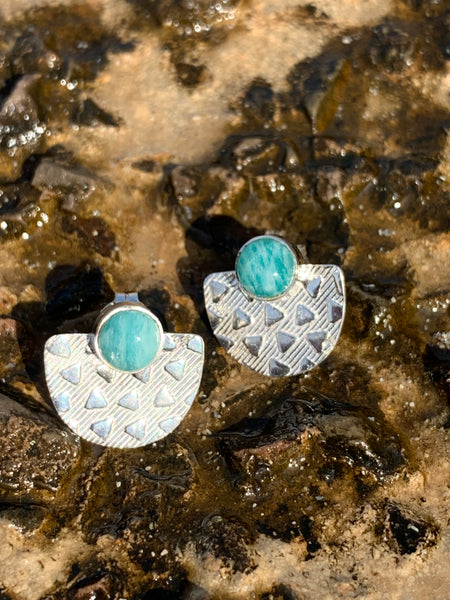 Formentera/ Silver  aqua marine Gemstone designer earrings