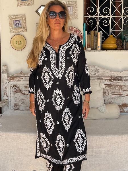 Modal pants suit set black -  AUROBELLE  IBIZA