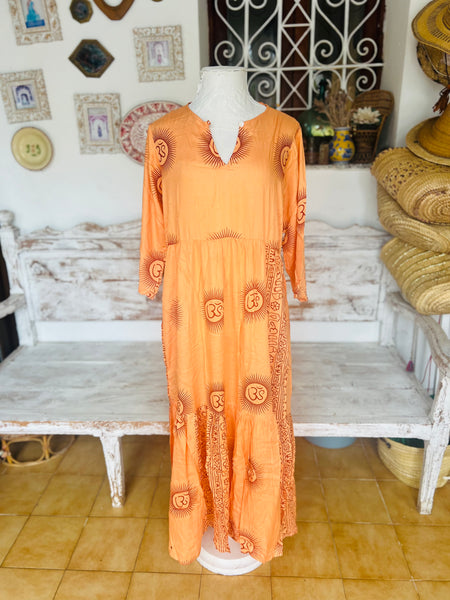 Om namah shivaya  maxi  dress in light orange
