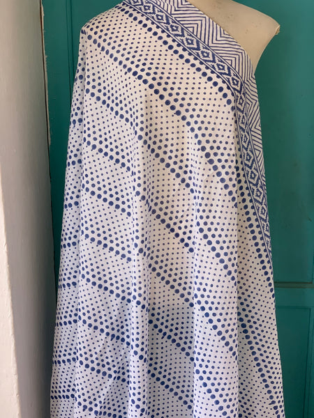 Blue and white Sarong   or Pareo in block print new collection