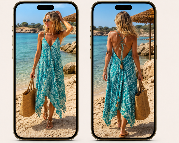 Magic dress long -   Formentera turquoise -  AUROBELLE  IBIZA