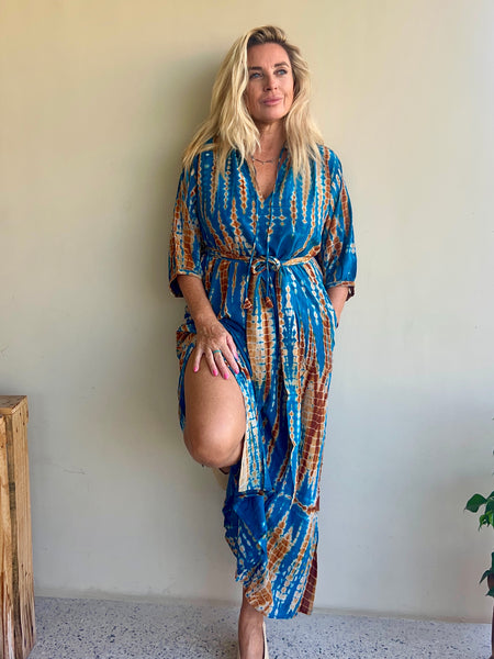 Lisa Silk dress no 5  turquoise brown