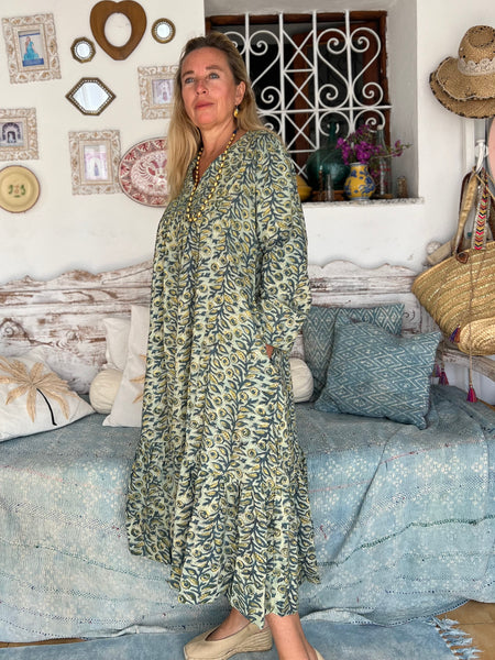 Vintage dress  bagru Boho