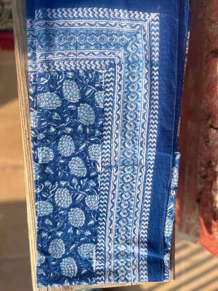 Sarong   , Pareo  , cotton shawl and beach Deluxe Block print collection,Ibiza Sky blue 💙 -  AUROBELLE  IBIZA