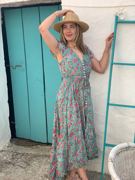 Nafisa dream boho dress blue beach