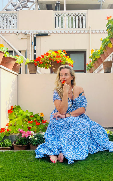 Ishi Daughter Dress – Hand Block Printed Boho Maxi blue