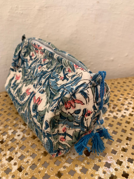 Cosmetic  cotton bag made with block printing cotton/ 3 sizes