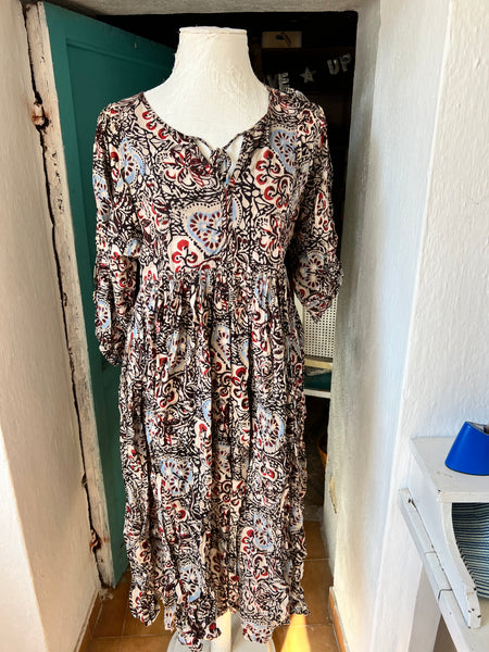 Hanoi dress earth colours hand block  printed