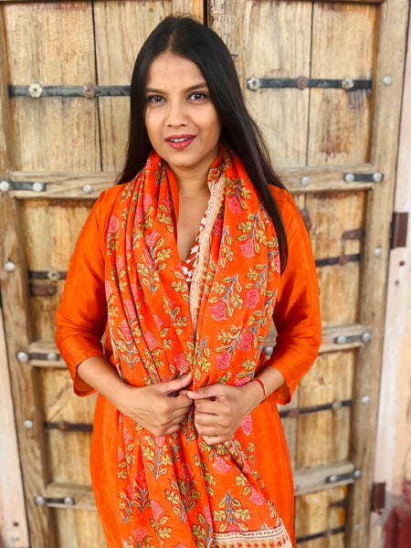 Sarong   , Pareo  , cotton shawl and beach collection, orange Roses 🌹 -  AUROBELLE  IBIZA