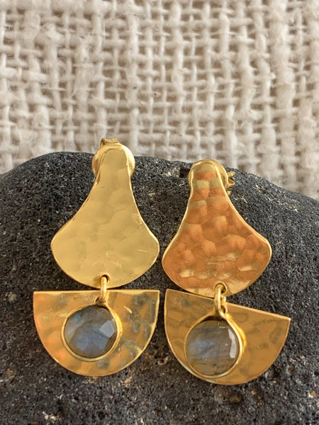 Iceland gold plated labradorite Gemstone designer earrings