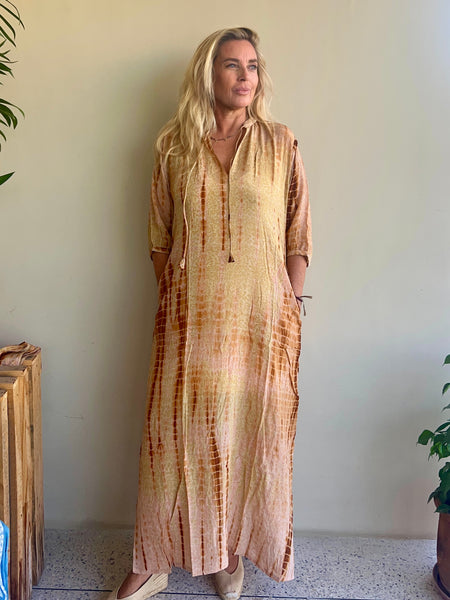 Lisa Silk dress no 3 ocker   Brown