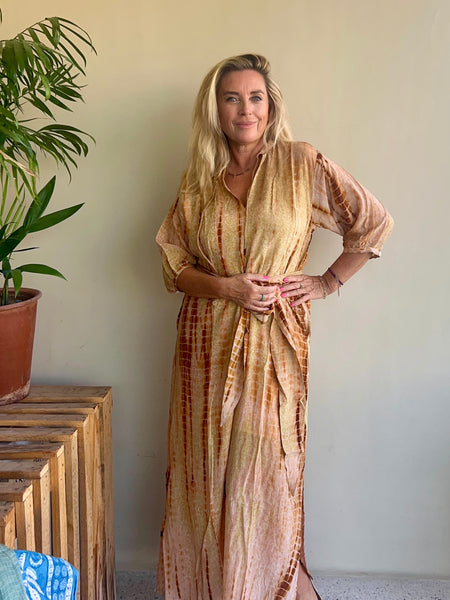 Lisa Silk dress no 3 ocker   Brown