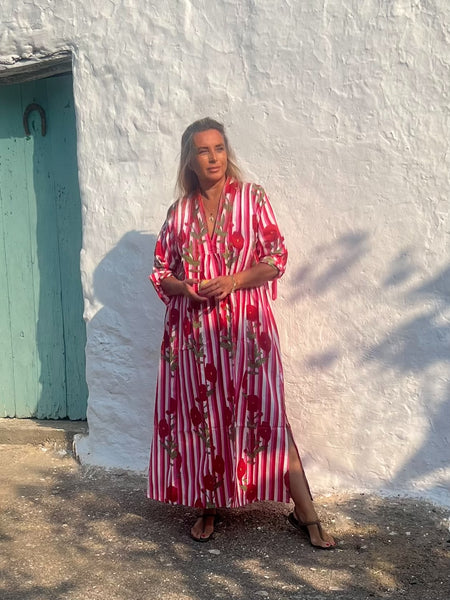 Martha pink boho beautiful long Kaftan