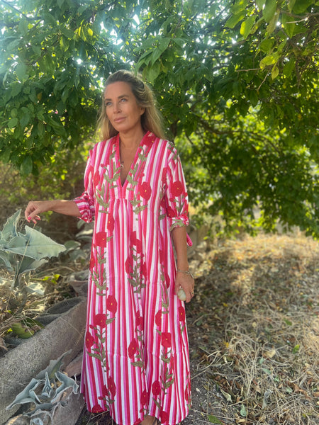 Martha pink boho beautiful long Kaftan