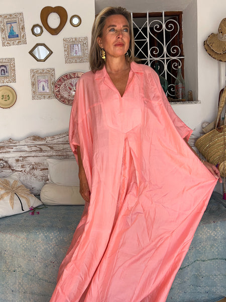 Exclusive luxury Silk kaftan light pink