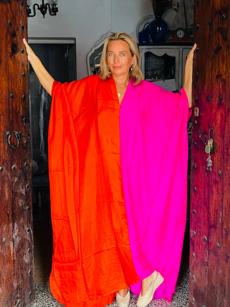 Exclusive luxury 100% organic Silk kaftan - free size
