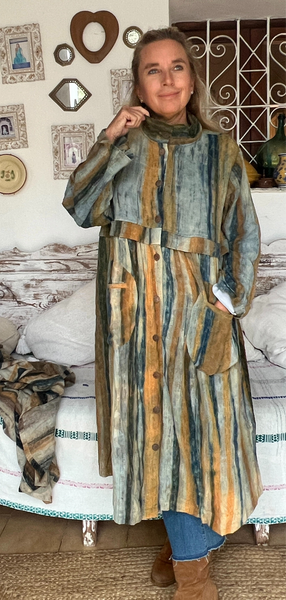 Chiang Mai tie  dye dress- coat Boho beautiful ethnic block print dress