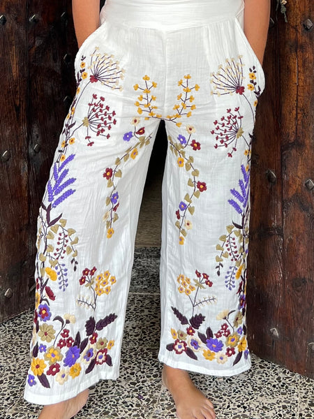 Chiang Mai boho trouser with flower hand embroidery 🧵