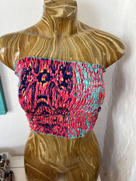 Sexy Tank top elastic in silky fabrics pink turquoise -  AUROBELLE  IBIZA
