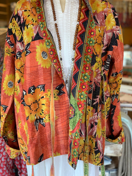Kimono  Kantha textiles no5 boho  jacket flower 🌺 power