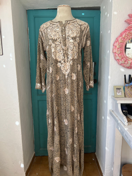 Silk chiffon maxi kurta Leopard print