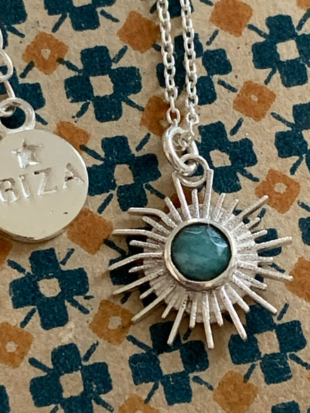 Amazonite silver  Sun ☀️ necklace