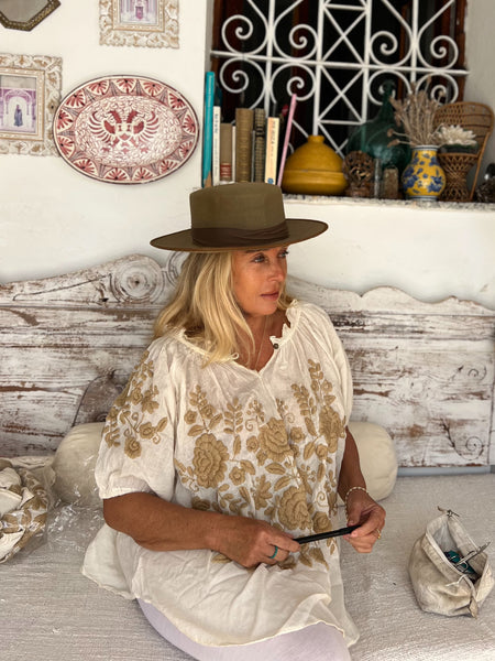 Salu Cotton Embroidered Blouse – Natural Gold