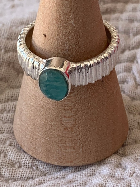 Stunning silver silver amazonite Ibiza designer boho ring