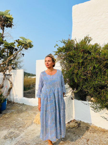 Linen dress stripes